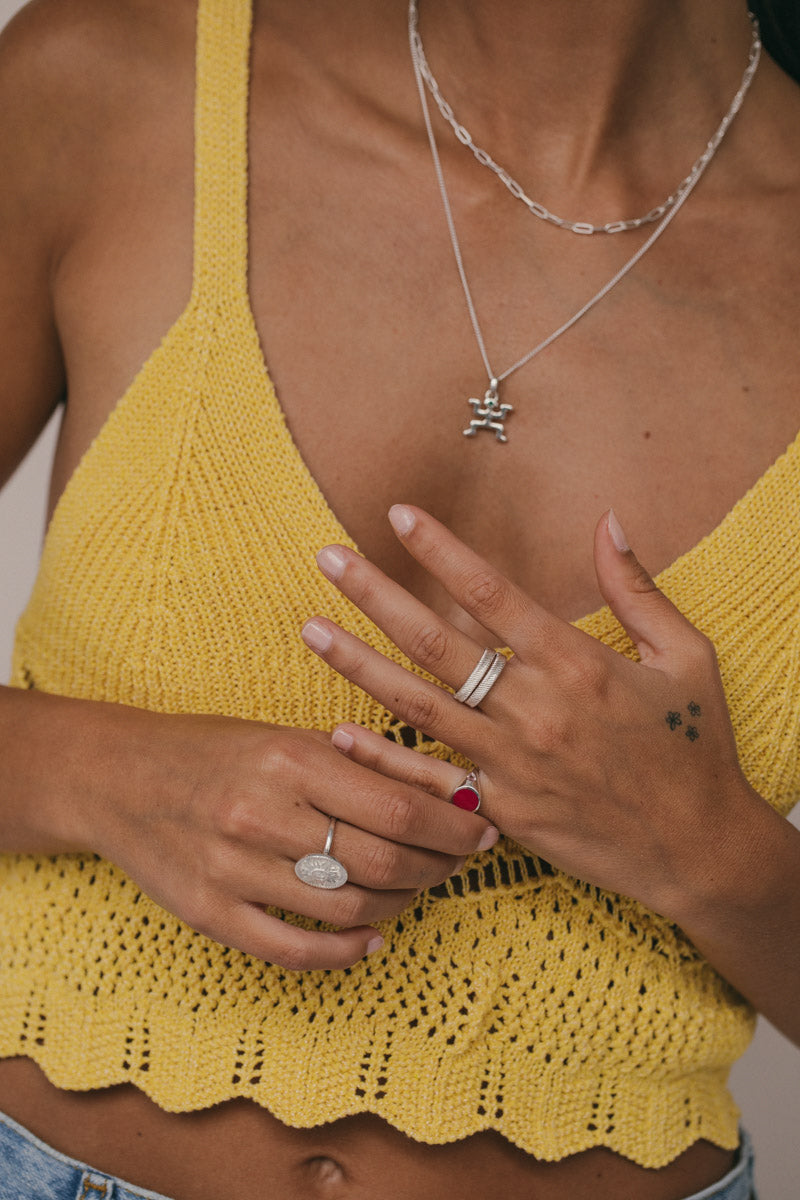 Carnelian color pinky ring silver (pre-order)