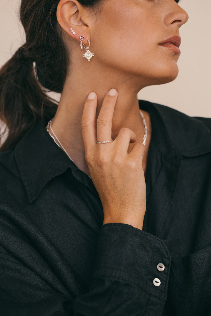 Fuchsia chain stud silver (pre-order)