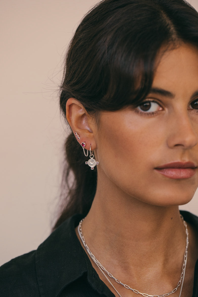 Fuchsia chain stud silver (pre-order)