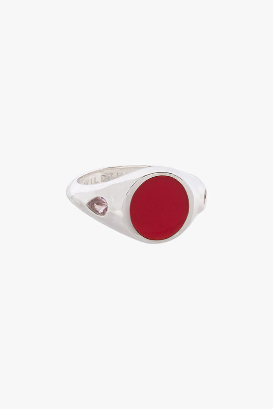 Carnelian color pinky ring silver (pre-order)