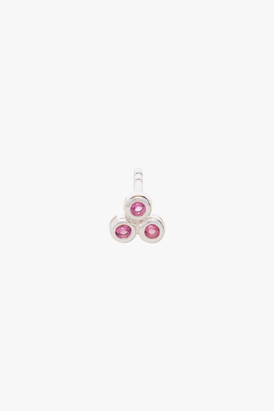 Triple fuchsia stud silver
